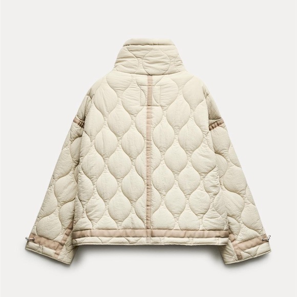 Zara  Quilted Tan ivory lightweight Jacket coat - Picture 6 of 10